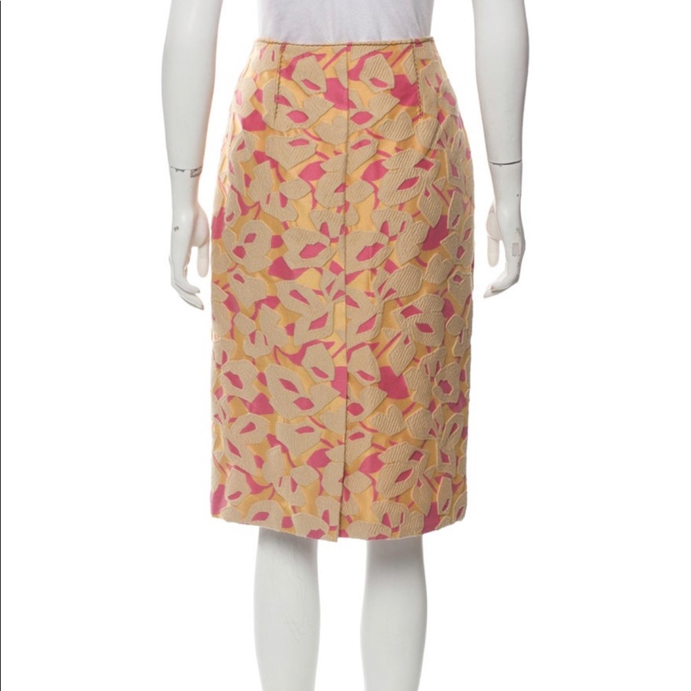 🚫SOLD🚫 🎉HP Prada Pink/Yellow Cloqué-jacquard Skirt IT 44 - Picture 4 of 7
